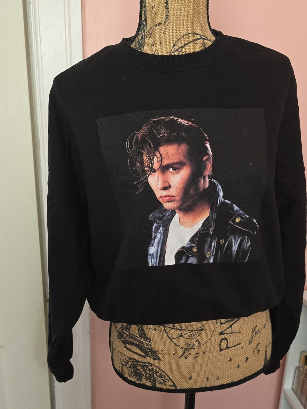 H&M Black Crewneck Sweater with Photo Graphic